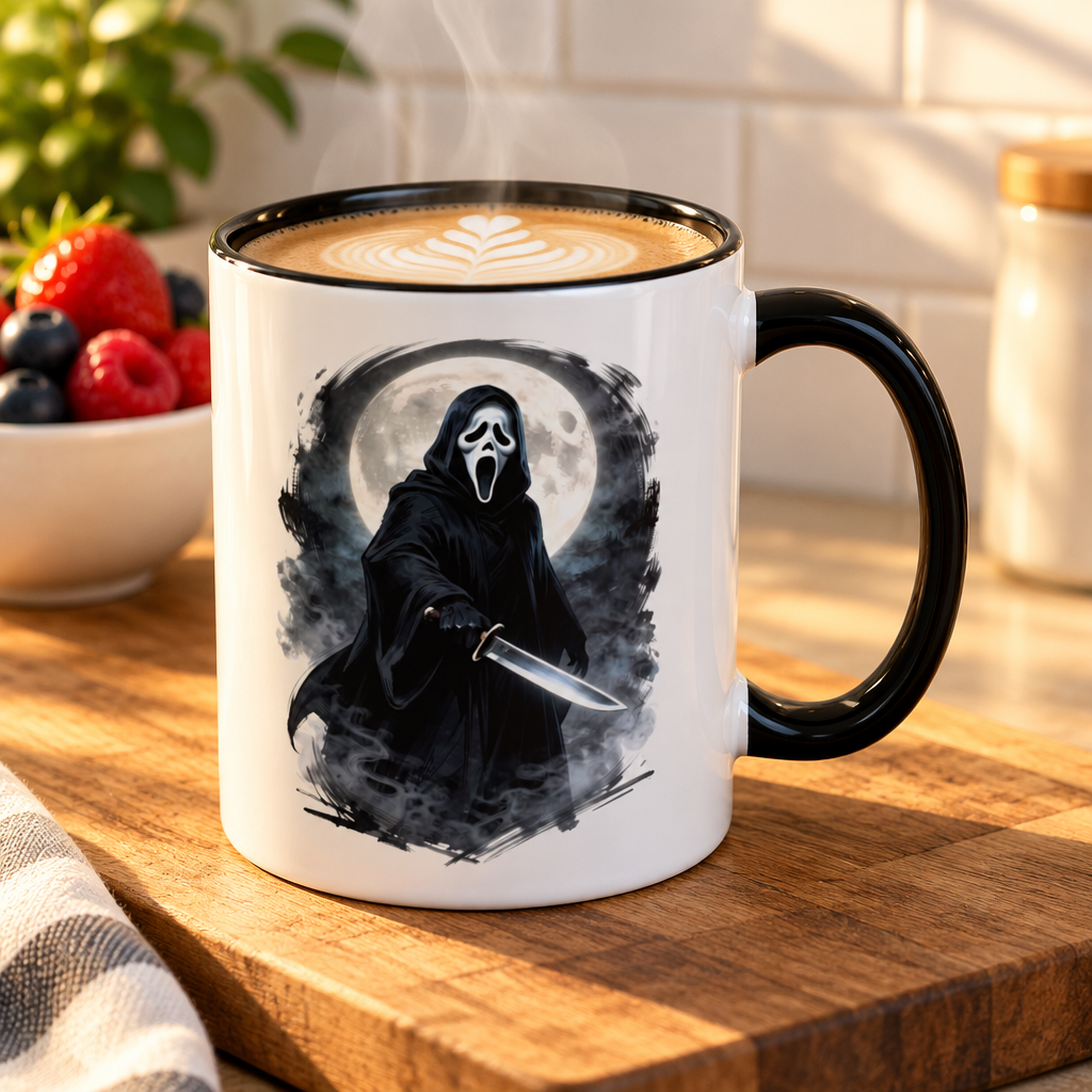 Ghostface "Scream" Horror Accent Coffee Mug | Scream - Inspired Tea / Coffee Mug | Gift For Scream Fans or Fans of Horror Movies | Shipped USA