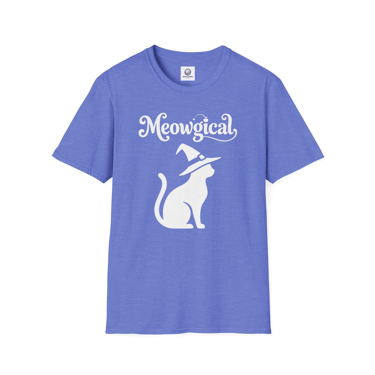 Meowgical Witch Cat T-Shirt | White Cat Silhouette Wearing A Witch's Hat | Ideal For Halloween or Any White Witches Out There Looking To Bring Some Magical Fun To Your Casual Wear | Shipped USA