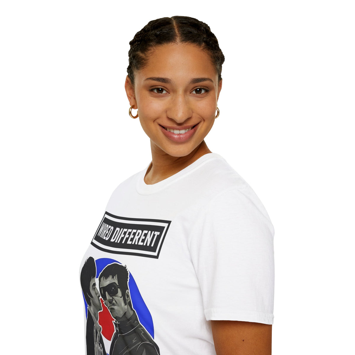 The Gallagher Brothers | Retro Rock Band / Britpop Portrait | Wired Different™ Slogan T-Shirt - White | Shipped UK