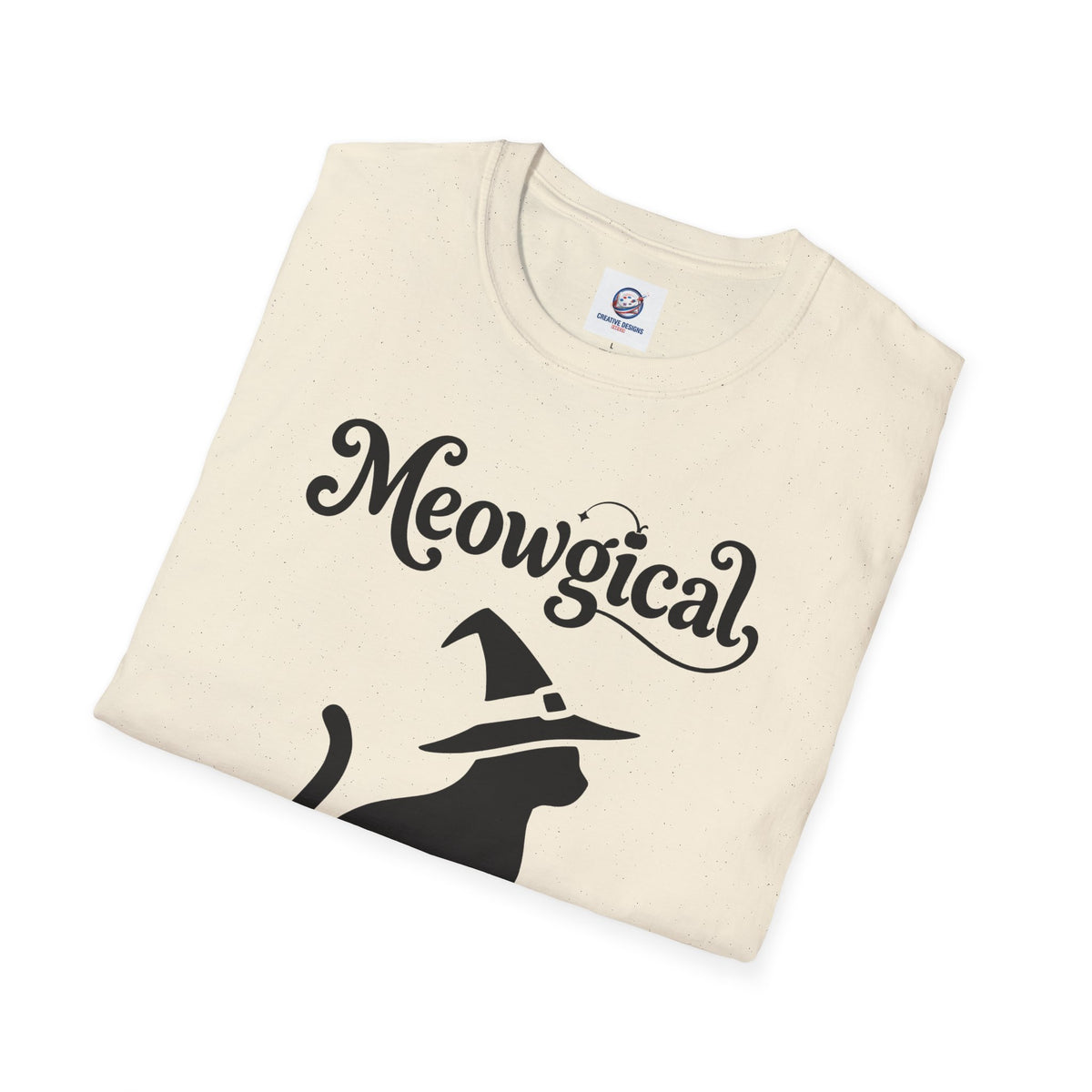 Meowgical Witch Cat T-Shirt | Black Cat Silhouette Wearing A Witch's Hat | Ideal For Halloween or Any White Witches Out There Looking To Bring Some Magical Fun To Your Casual Wear | Shipped USA