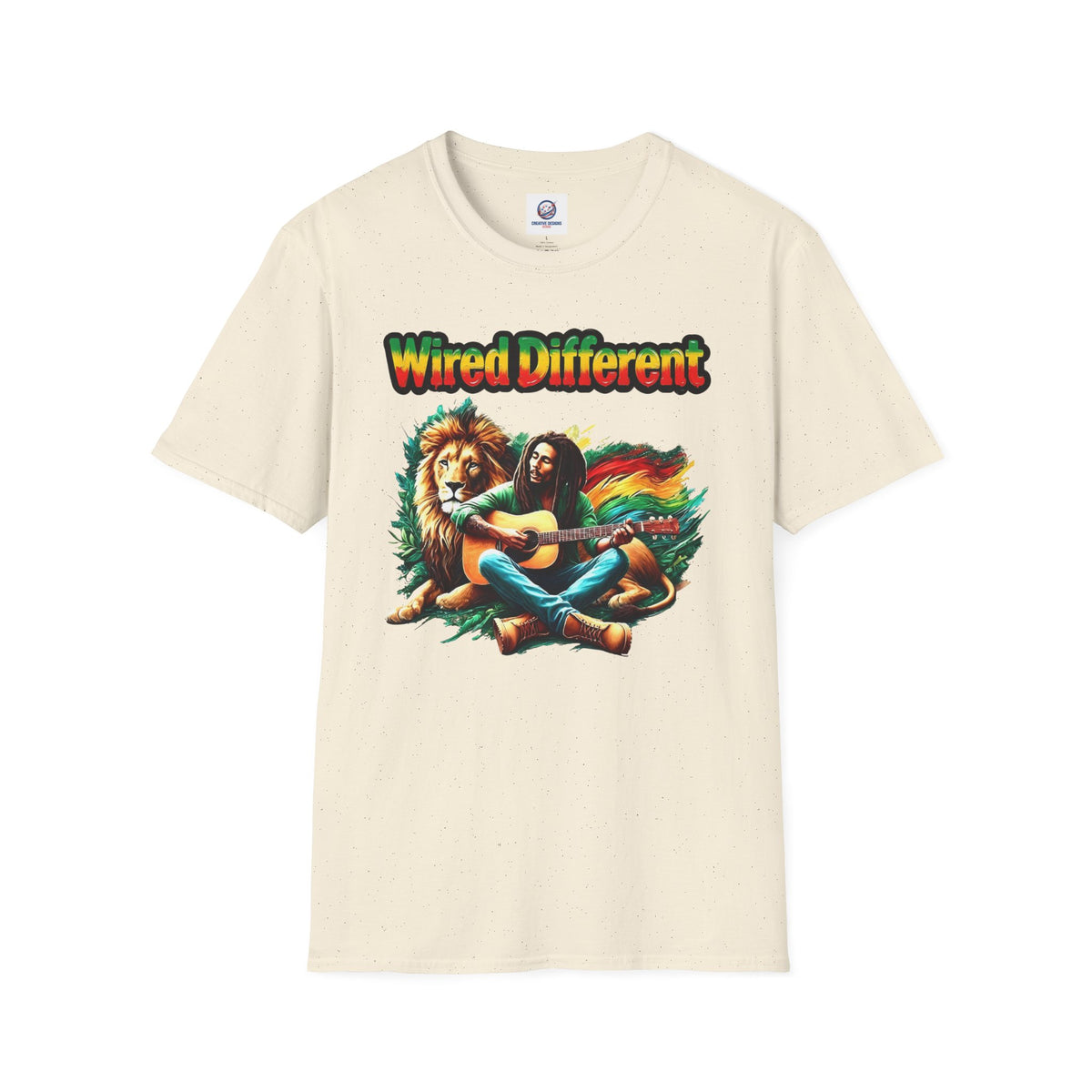 Rasta Bob, Reggae Lion Graphic T-Shirt | Rastafarian Guitar Musician Tee | Reggae Music Icon | Wired Different™ Slogan Shirt | Shipped USA