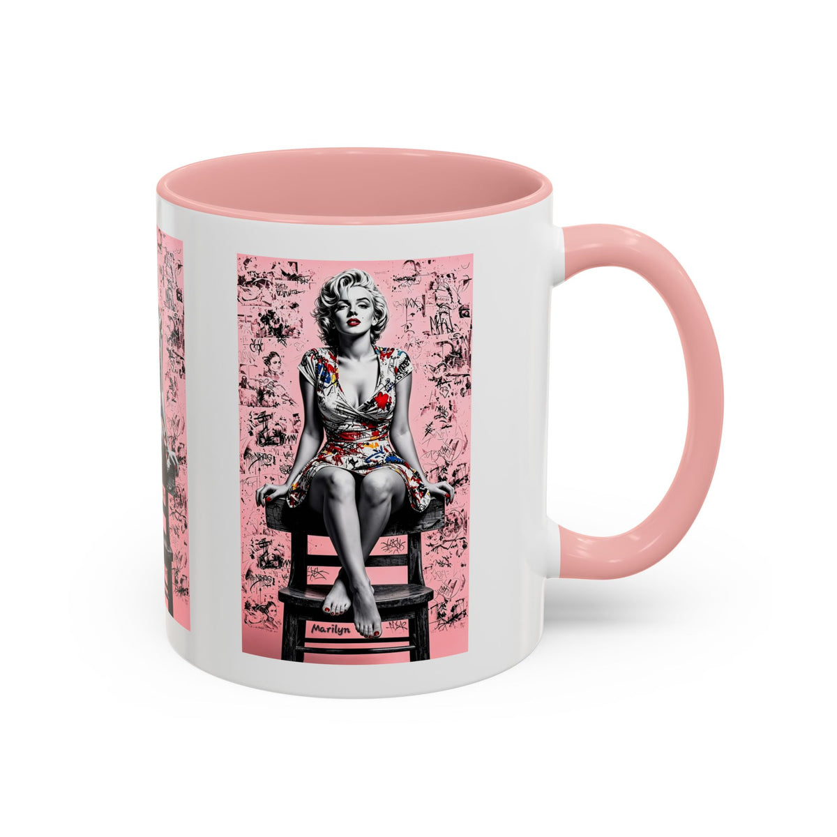 Marilyn Inspired Pink Accent Coffee Mug | Pop-Art | Vintage Hollywood Glam - Displaying Attitude, Empowerment & Speaks to Bold Individuality | Shipped USA
