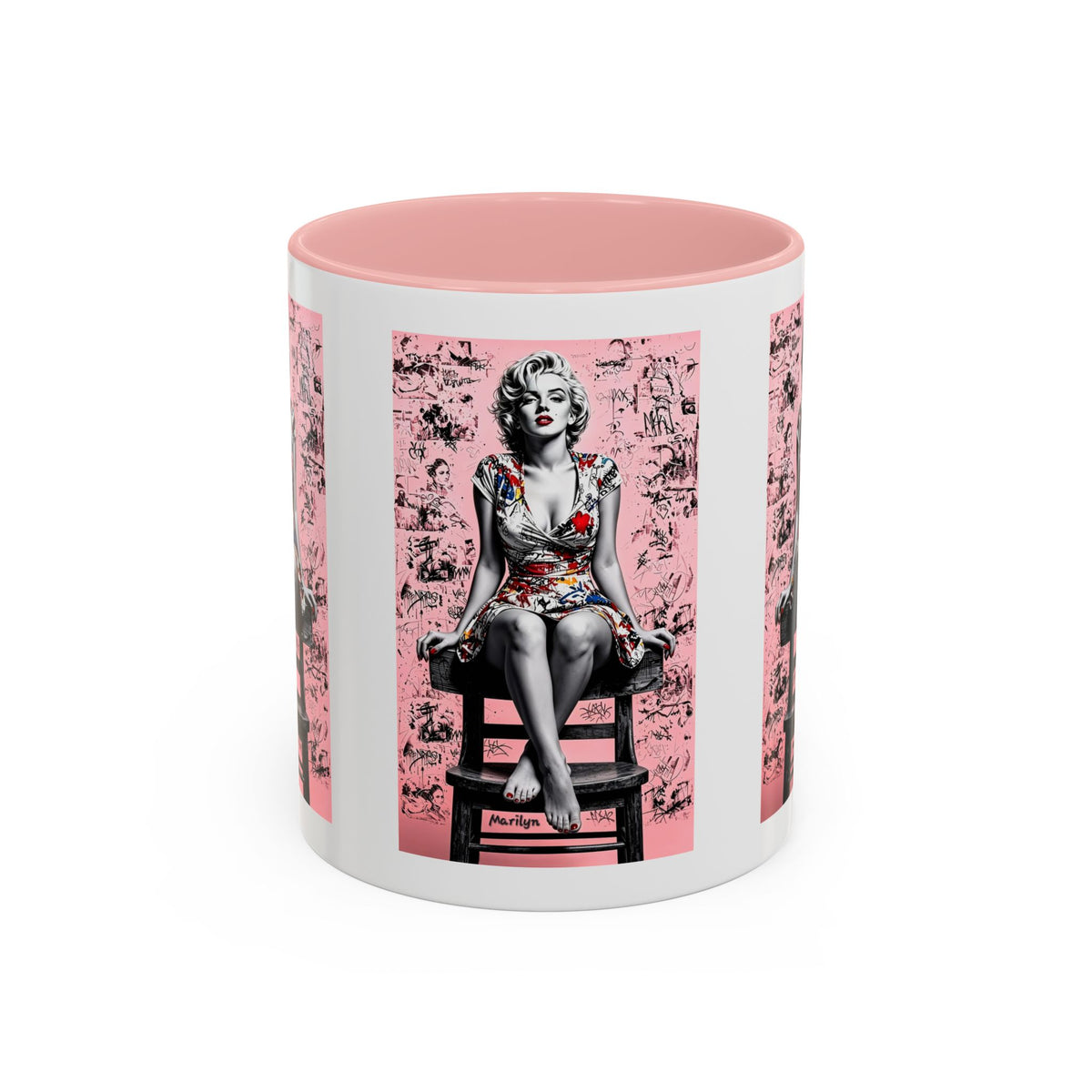 Marilyn Inspired Pink Accent Coffee Mug | Pop-Art | Vintage Hollywood Glam - Displaying Attitude, Empowerment & Speaks to Bold Individuality | Shipped USA