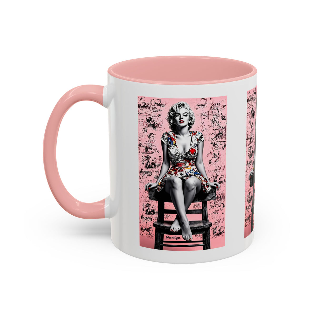 Marilyn Inspired Pink Accent Coffee Mug | Pop-Art | Vintage Hollywood Glam - Displaying Attitude, Empowerment & Speaks to Bold Individuality | Shipped USA