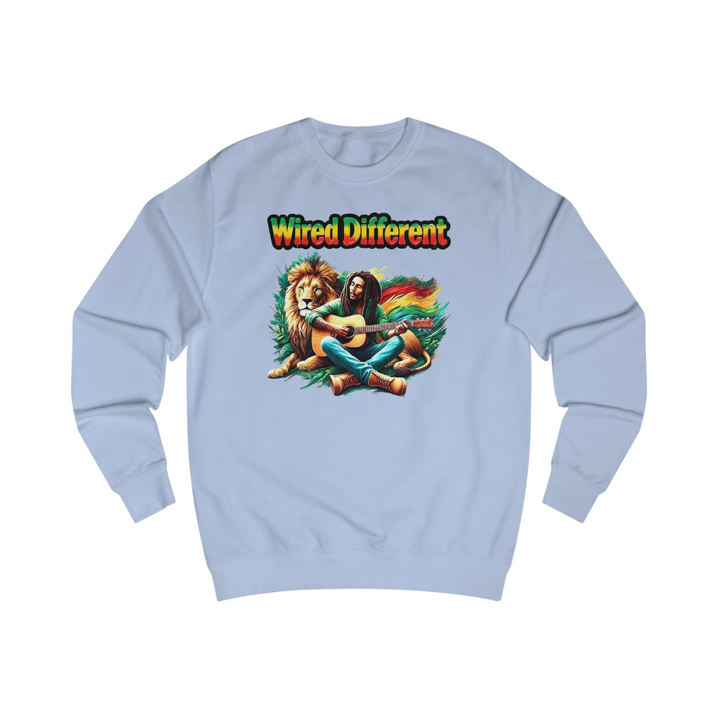 Rasta Bob, Reggae Lion Graphic Sweatshirt | Rastafarian Guitar Musician Jumper | Reggae Music Icon | Wired Different™ Slogan Top | Printed UK