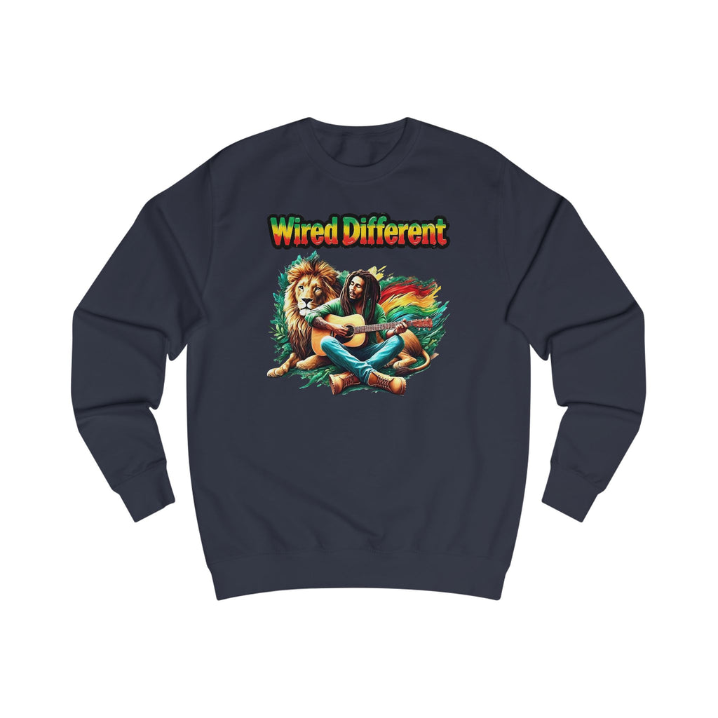 Rasta Bob, Reggae Lion Graphic Sweatshirt | Rastafarian Guitar Musician Jumper | Reggae Music Icon | Wired Different™ Slogan Top | Printed UK