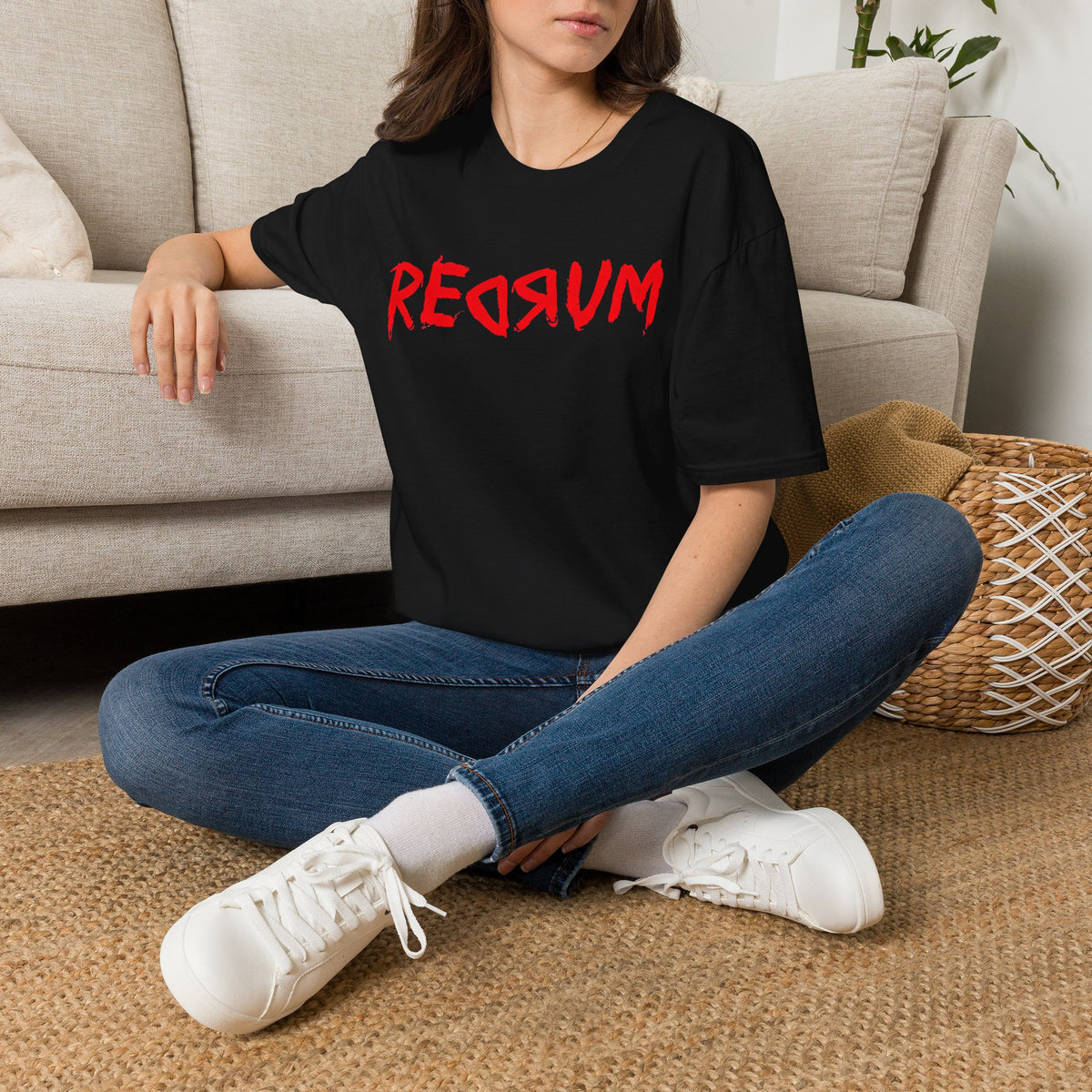 REDRUM Graphic T-Shirt  | Tee Inspired by The Shining mirror scene | T Shirt For Psychological Horror Fans | Fans of Supernatural Horror and People with A Dark Sense of Humour | Shipped USA