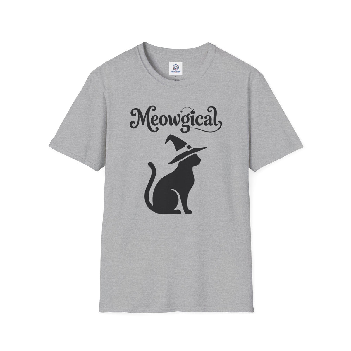 Meowgical Witch Cat T-Shirt | Black Cat Silhouette Wearing A Witch's Hat | Ideal For Halloween or Any White Witches Out There Looking To Bring Some Magical Fun To Your Casual Wear | Shipped UK
