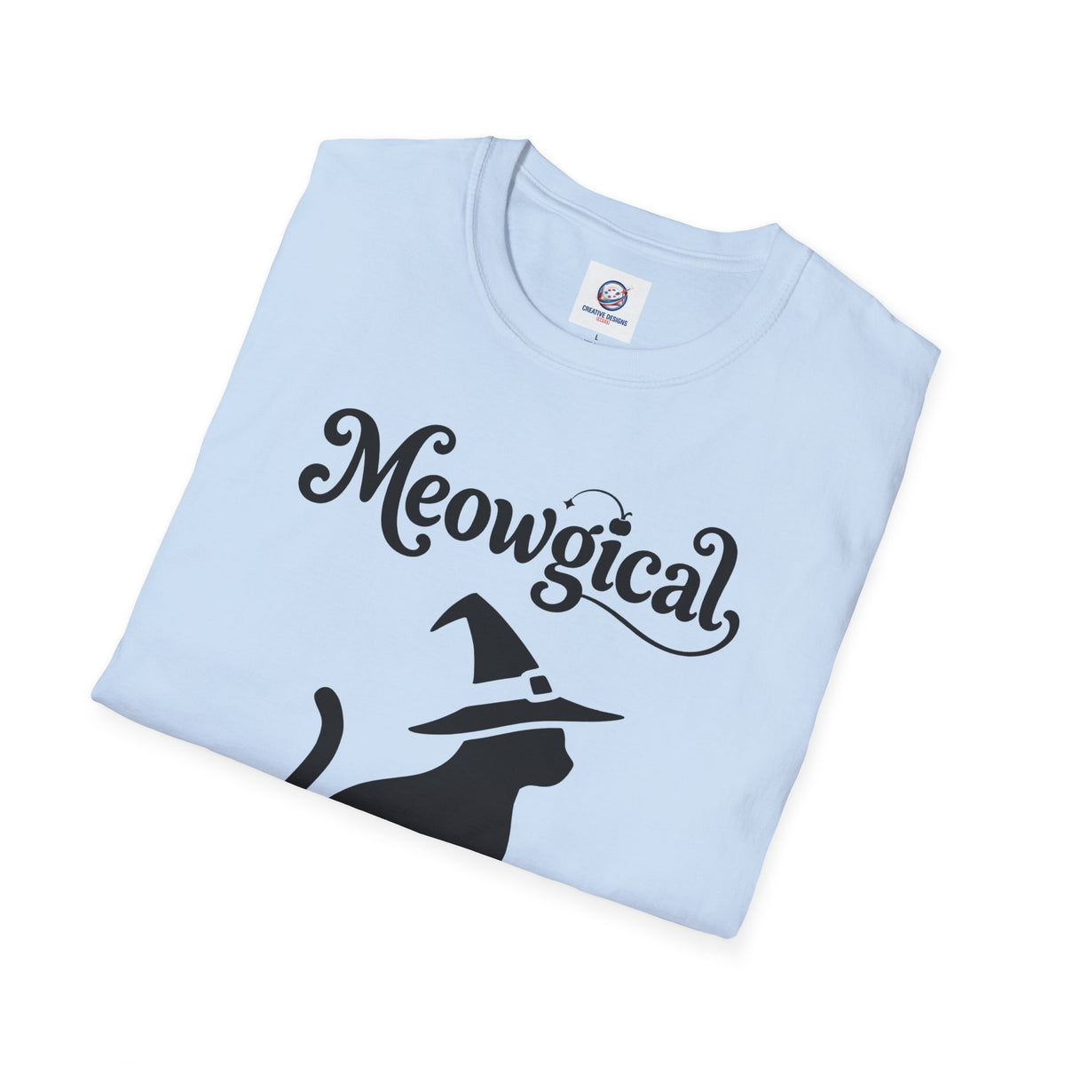 Meowgical Witch Cat T-Shirt | Black Cat Silhouette Wearing A Witch's Hat | Ideal For Halloween or Any White Witches Out There Looking To Bring Some Magical Fun To Your Casual Wear | Shipped UK
