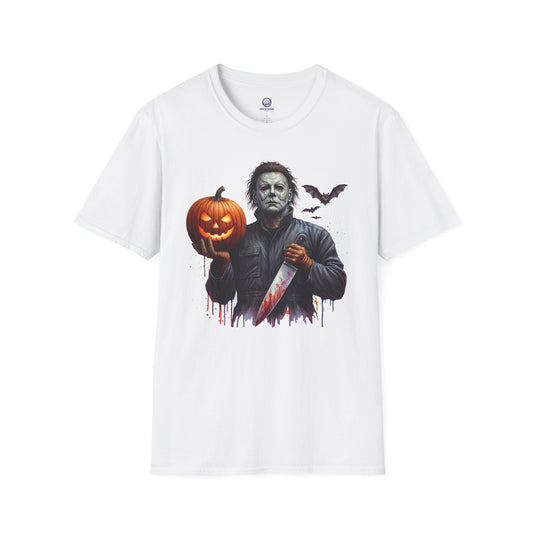 Michael Myers Halloween Pumpkin T-Shirt | Iconic Slasher Tee | Pumpkin "Jack O' Lantern" & Knife Horror T Shirt | Horror Movie Inspired Apparel | Shipped USA