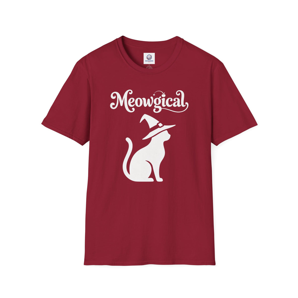 Meowgical Witch Cat T-Shirt | White Cat Silhouette Wearing A Witch's Hat | Ideal For Halloween or Any White Witches Out There Looking To Bring Some Magical Fun To Your Casual Wear | Shipped UK