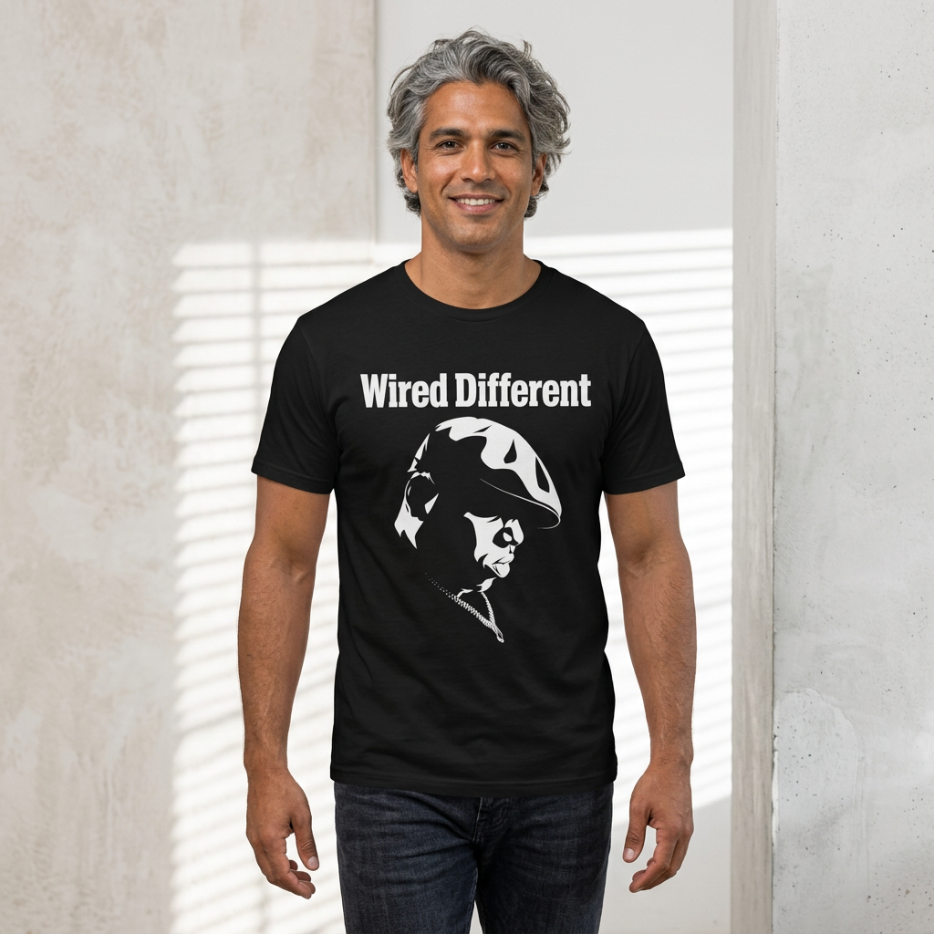 The Notorious "Inspired" Portrait Silhouette T-Shirt | Rap Icon Tee | 90s East Coast Hip Hop Rap Artist Shirt | Wired Different™ Slogan Tee | Shipped USA