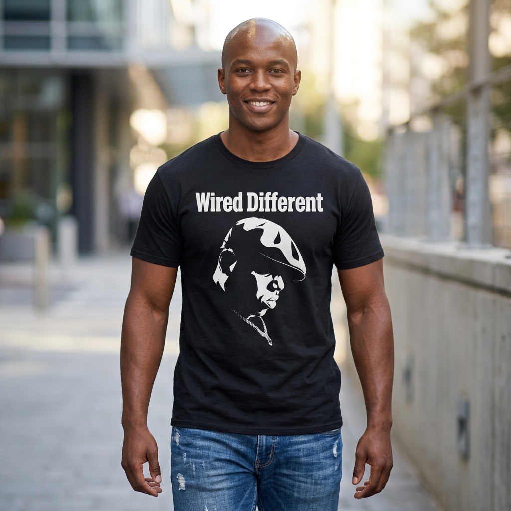 The Notorious "Inspired" Portrait Silhouette T-Shirt | Rap Icon Tee | 90's East Coast Hip Hop Rap Artist Shirt | Wired Different™ Slogan Tee | Shipped UK