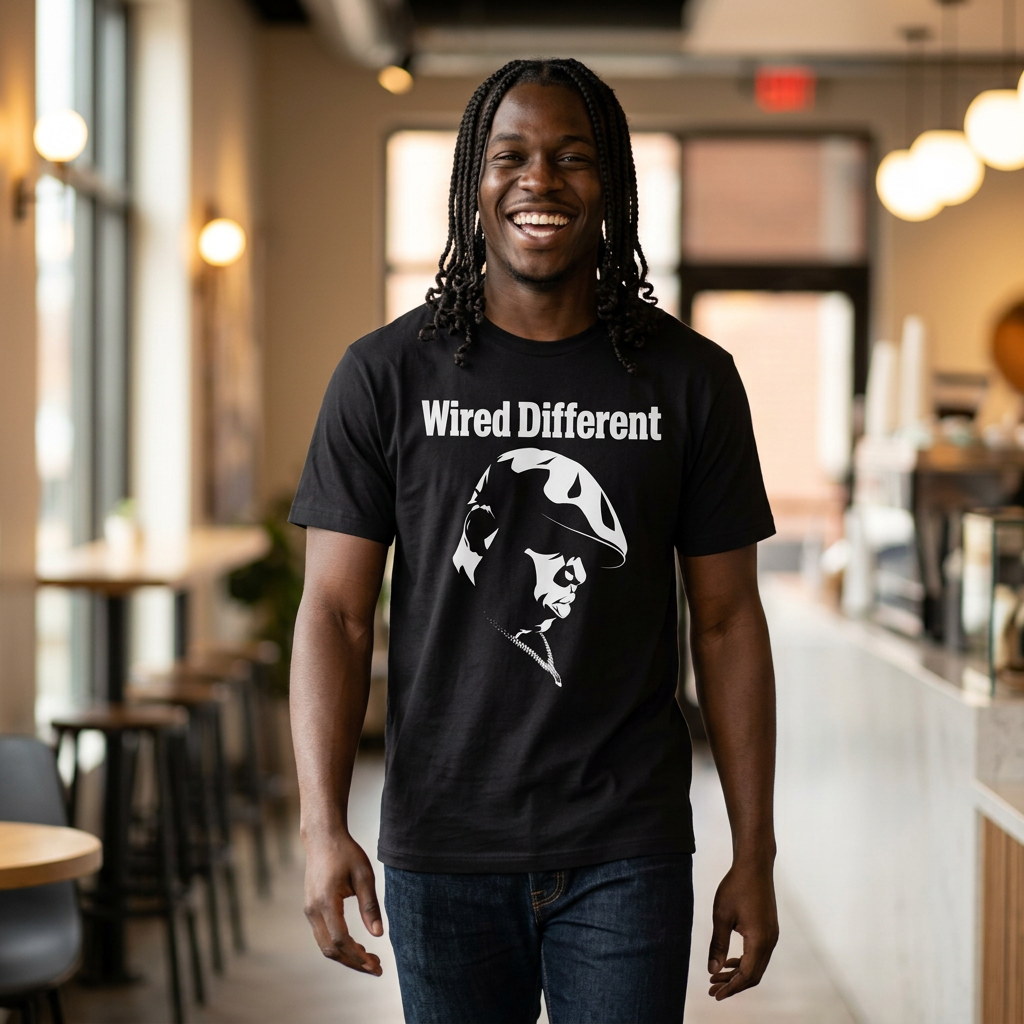 The Notorious "Inspired" Portrait Silhouette T-Shirt | Rap Icon Tee | 90's East Coast Hip Hop Rap Artist Shirt | Wired Different™ Slogan Tee | Shipped UK