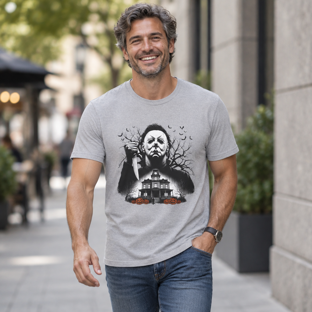Michael Goes Home - Horror Movie Inspired Tee | Halloween Haunted House T-Shirt | Fun, Spooky Halloween Apparel | Shipped UK