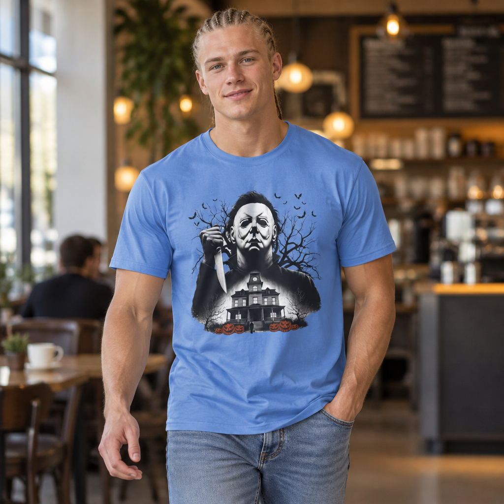 Michael Goes Home - Horror Movie Inspired Tee | Halloween Haunted House T-Shirt | Fun, Spooky Halloween Apparel | Shipped UK