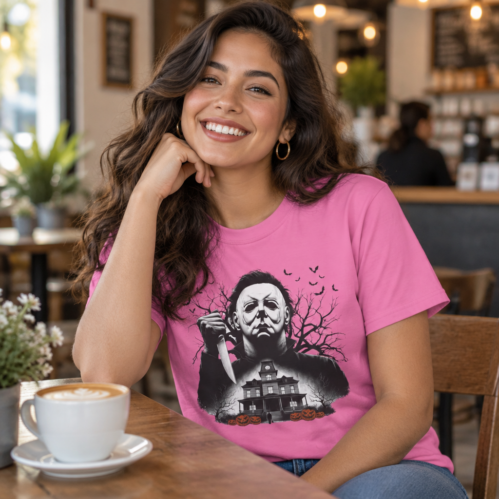 Michael Goes Home - Horror Movie Inspired Tee | Halloween Haunted House T-Shirt | Fun, Spooky Halloween Apparel | Shipped UK