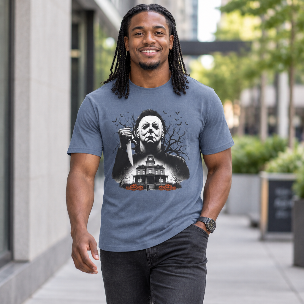Michael Goes Home - Horror Movie Inspired Tee | Halloween Haunted House T-Shirt | Fun, Spooky Halloween Apparel | Shipped USA