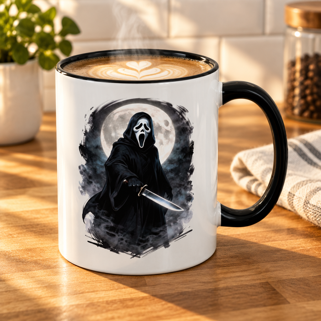 Ghostface "Scream" Horror Accent Coffee Mug | Scream - Inspired Tea / Coffee Mug | Gift For Scream Fans or Fans of Horror Movies | Shipped USA