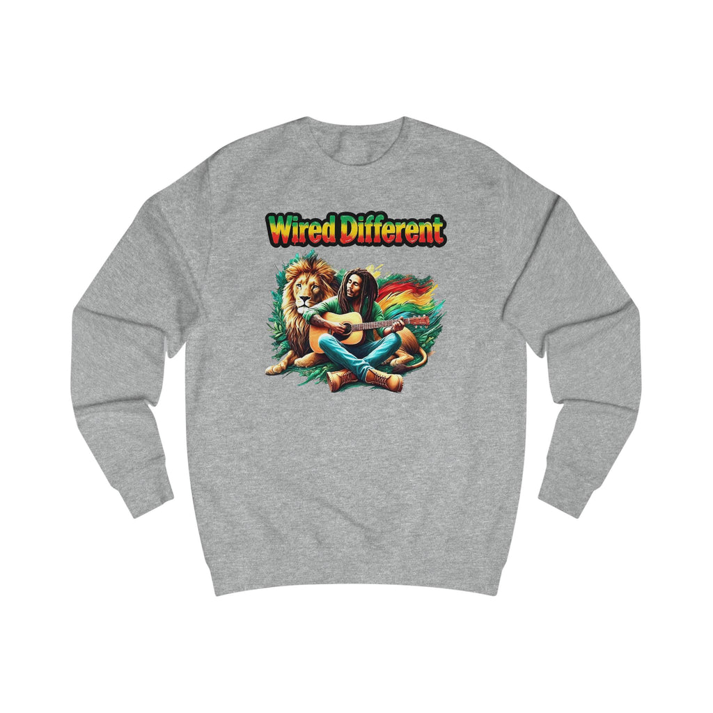 Rasta Bob, Reggae Lion Graphic Sweatshirt | Rastafarian Guitar Musician Jumper | Reggae Music Icon | Wired Different™ Slogan Top | Printed UK