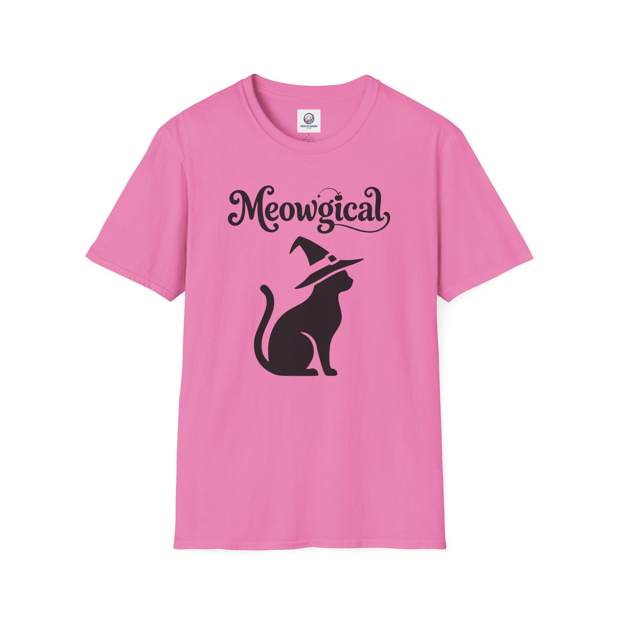 Meowgical Witch Cat T-Shirt | Black Cat Silhouette Wearing A Witch's Hat | Ideal For Halloween or Any White Witches Out There Looking To Bring Some Magical Fun To Your Casual Wear | Shipped UK