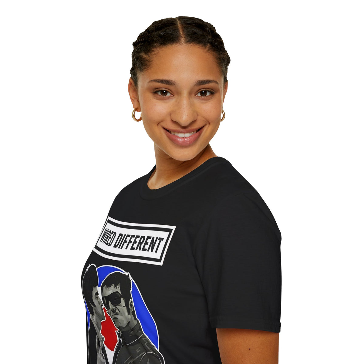 The Gallagher Brothers T-Shirt | Retro British Rock Band / Britpop Portrait Tee | Indie / MOD Inspired | Wired Different™ Slogan T-Shirt - Black | Shipped UK