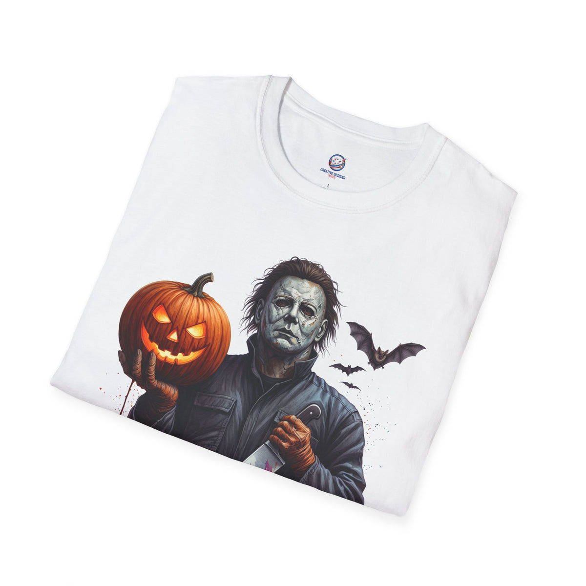 Michael Myers Halloween Pumpkin T-Shirt | Iconic Slasher Tee | Pumpkin "Jack O' Lantern" & Knife Horror T Shirt | Horror Movie Inspired Apparel | Shipped UK